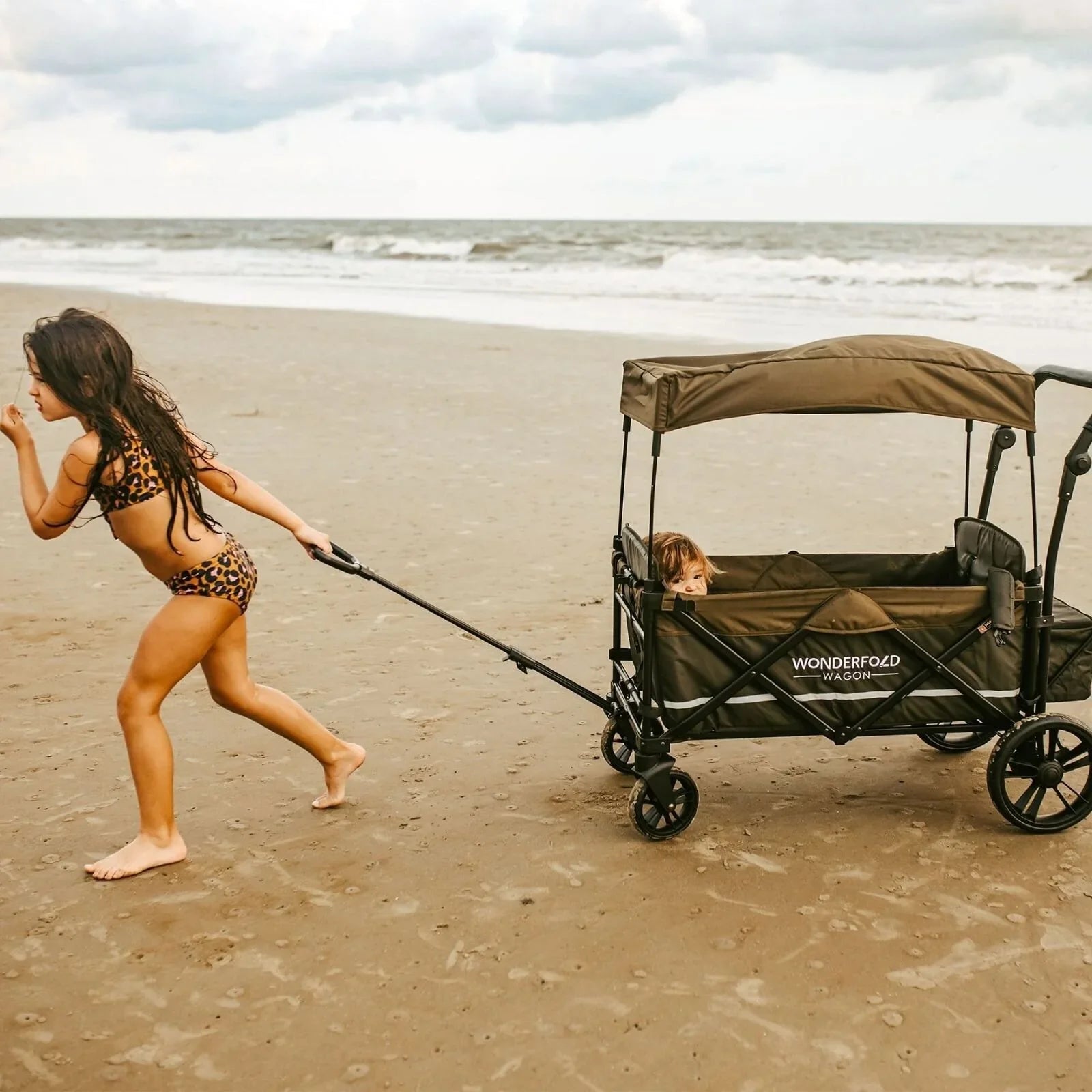 Wonderfold X4R Push and Pull Quad Stroller Wagon - Black - mezetto ebebek ebebek