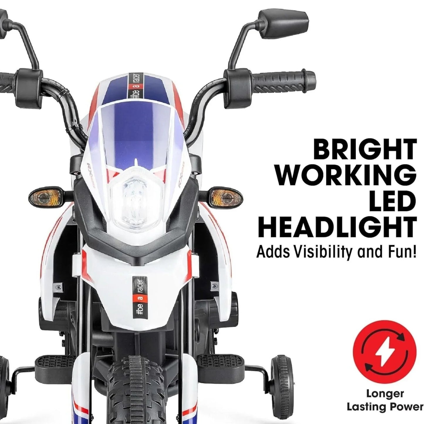 Xootz Aprilia 12V Electric Motorbike Ride On with Lithium Battery - White - mezetto ebebek ebebek