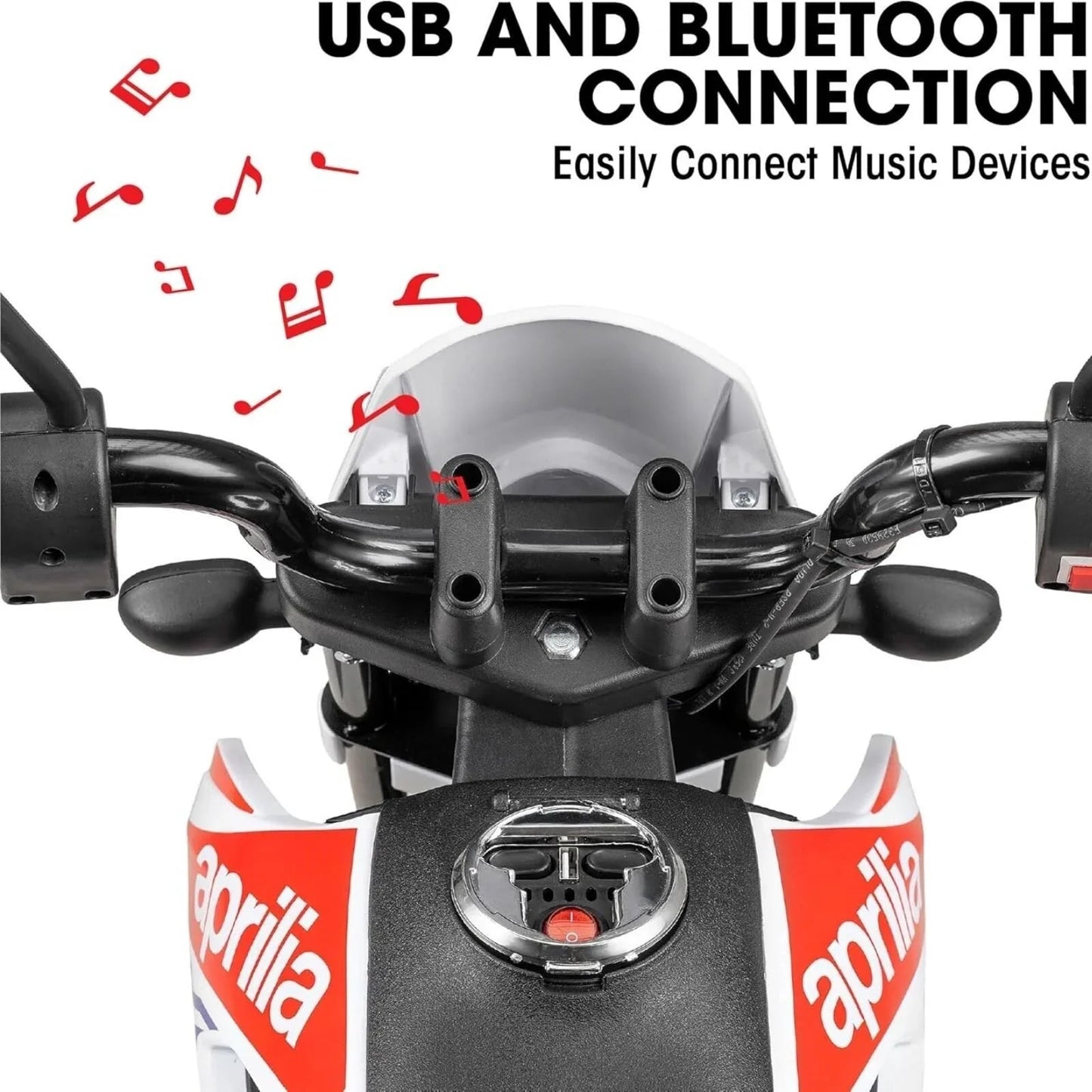 Xootz Aprilia 12V Electric Motorbike Ride On with Lithium Battery - White - mezetto ebebek ebebek