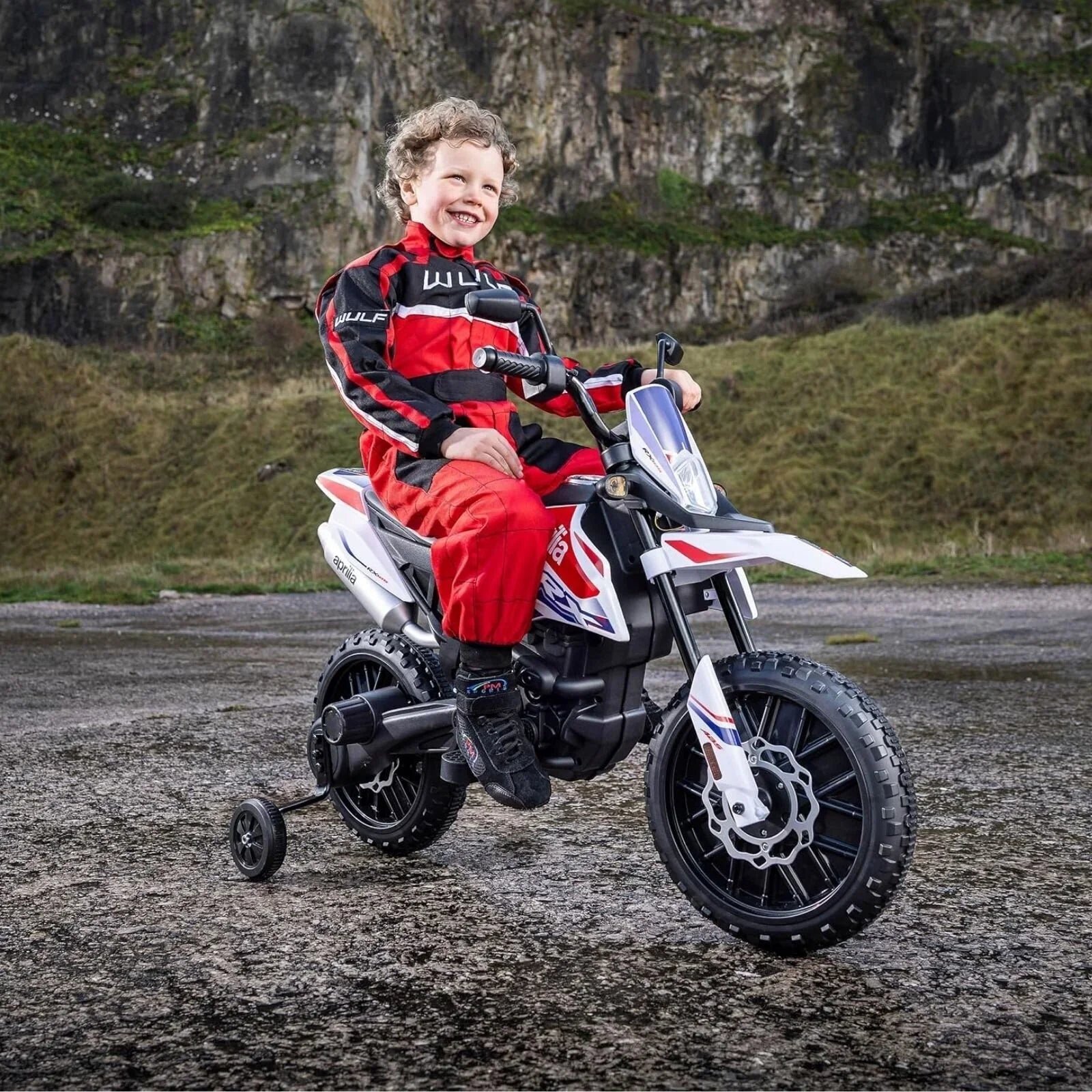 Xootz Aprilia 12V Electric Motorbike Ride On with Lithium Battery - White - mezetto ebebek ebebek