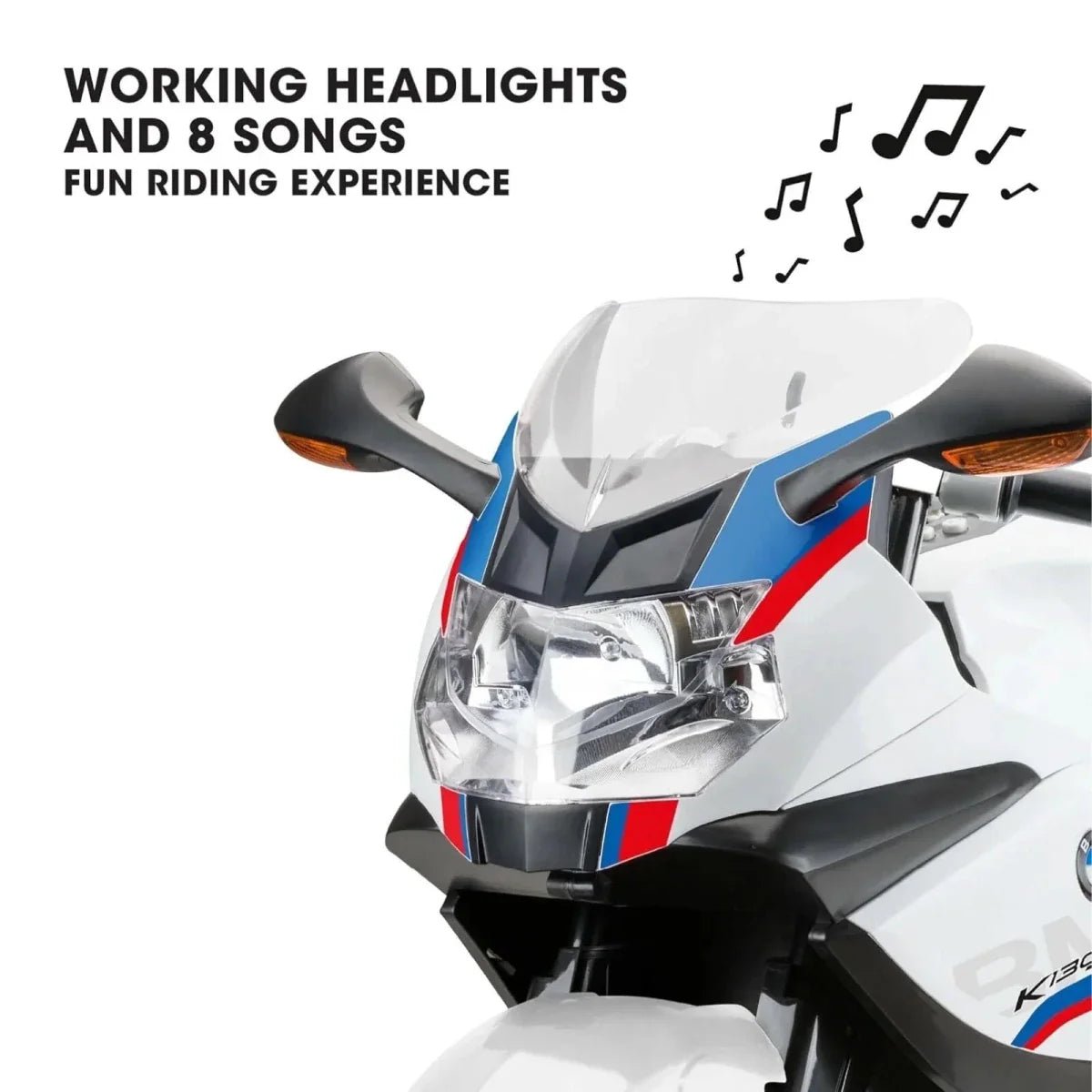 Xootz BMW 12.8V Electric Motorbike Ride On with Lithium Battery - White - mezetto ebebek ebebek
