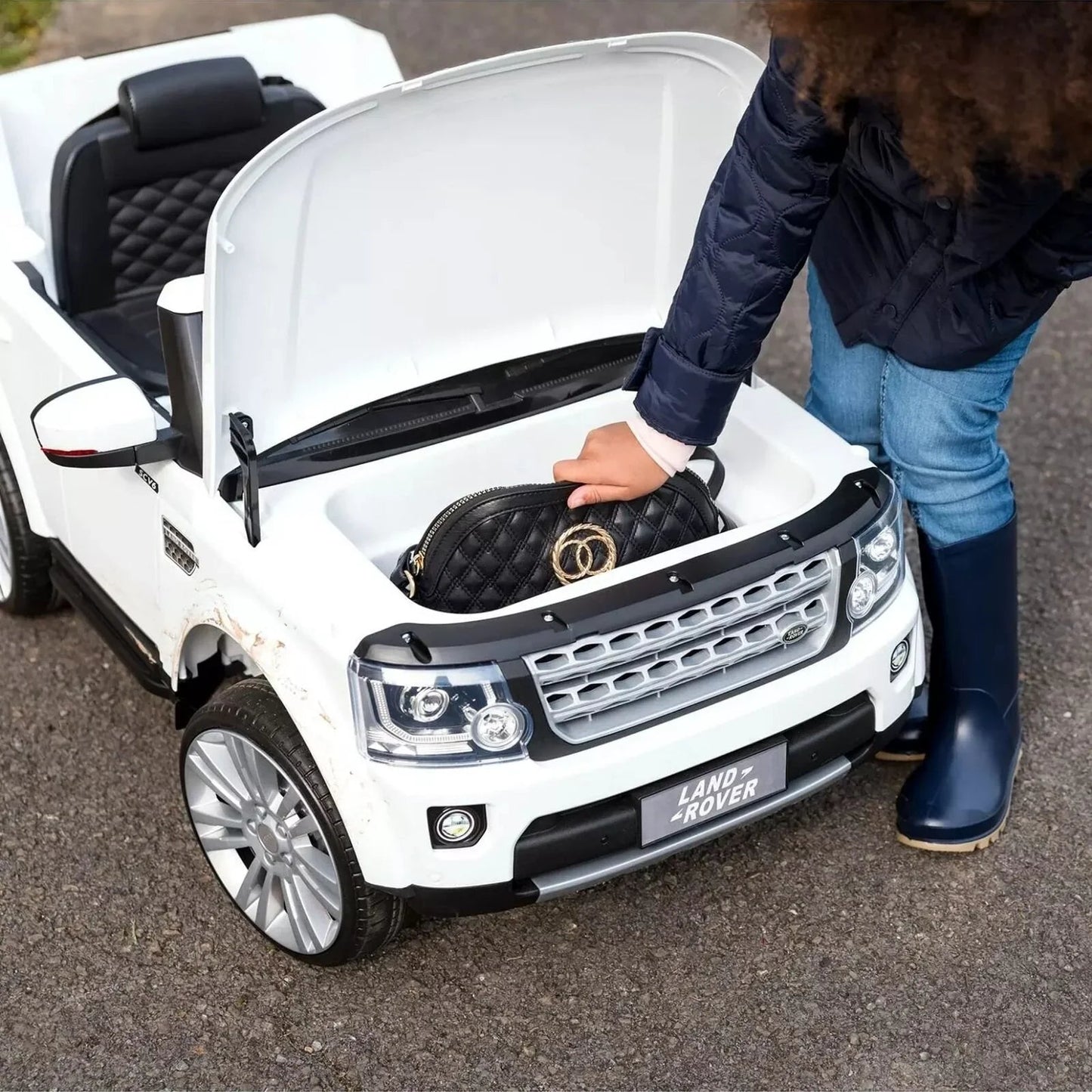 Xootz Landrover Discovery 12V Ride On Lithium - White - mezetto ebebek ebebek