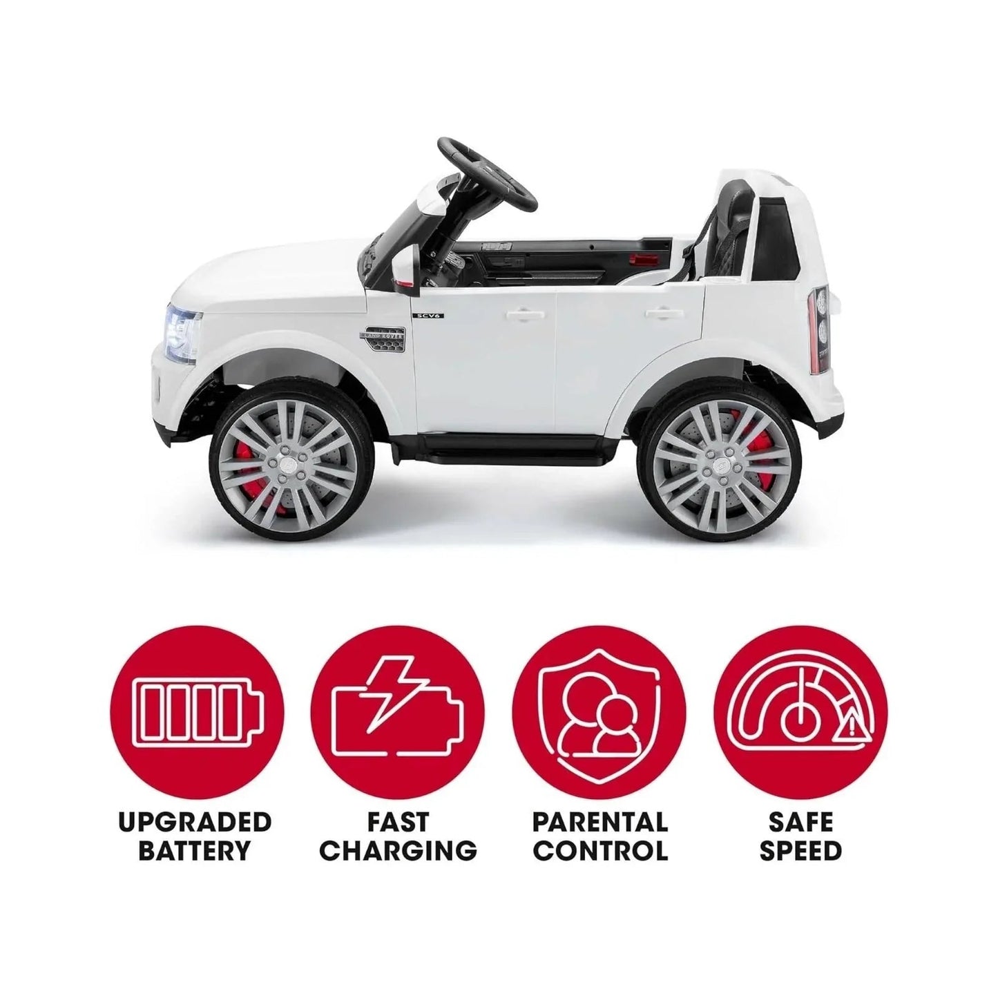 Xootz Landrover Discovery 12V Ride On Lithium - White - mezetto ebebek ebebek