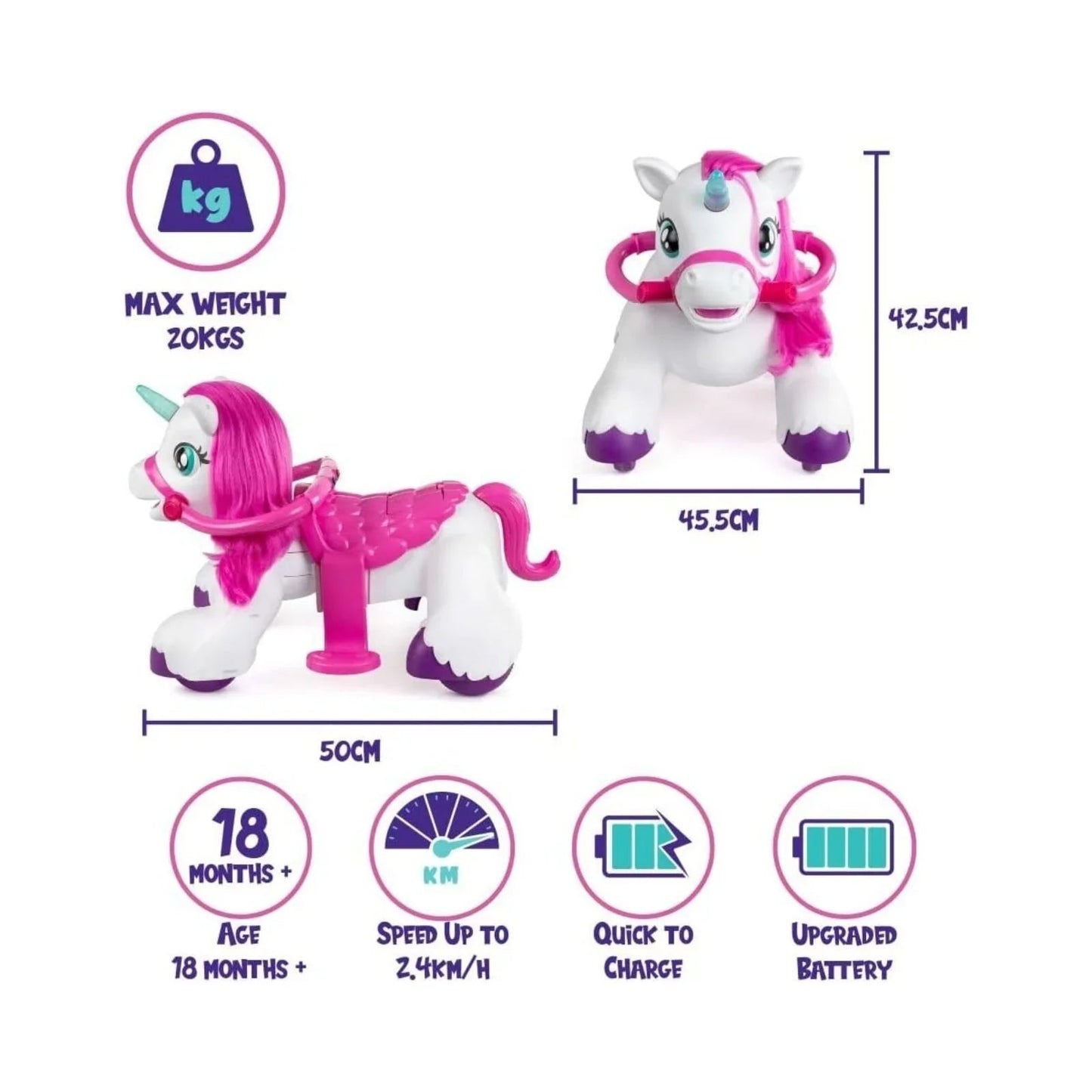 Xootz Magical Unicorn 6V Electric Ride On - White - mezetto ebebek ebebek