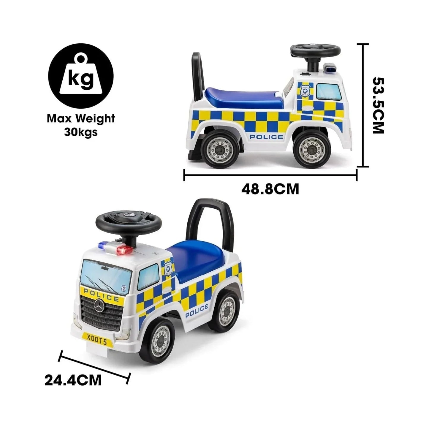 Xootz Mercedes - Benz Police Foot - to - Floor Ride On - White - mezetto ebebek ebebek