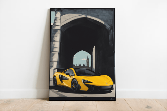 Yellow Sports Car – London Street Art Print - mezetto KEOLIX KEOLIX