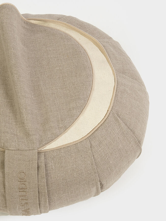 Yoga Studio Organic Buckwheat Round Linen Meditation Zafu Cushion - mezetto Shopify Collective Yoga Studio Store