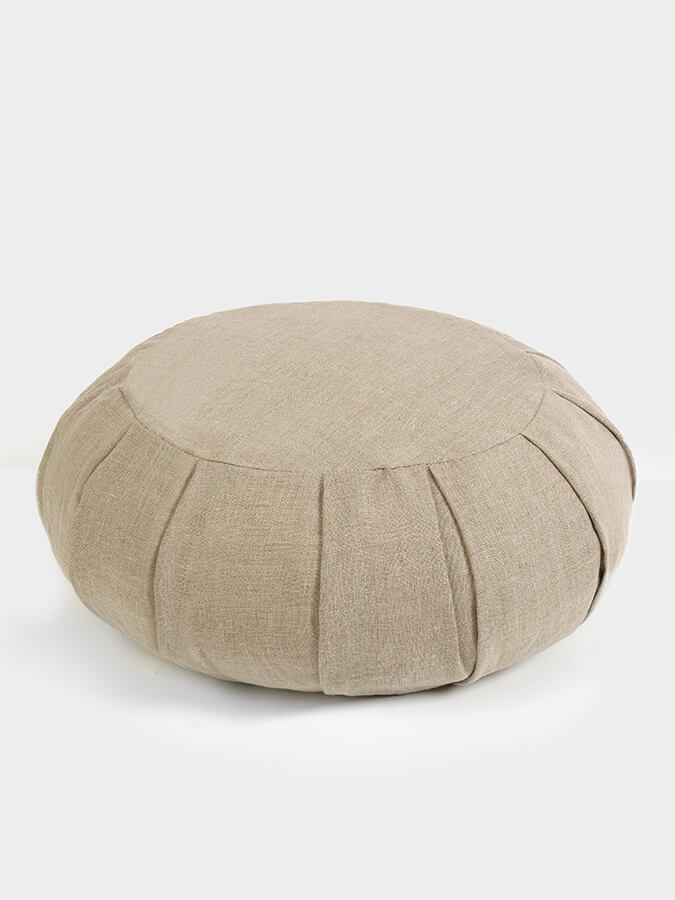 Yoga Studio Organic Buckwheat Round Linen Meditation Zafu Cushion - mezetto Shopify Collective Yoga Studio Store