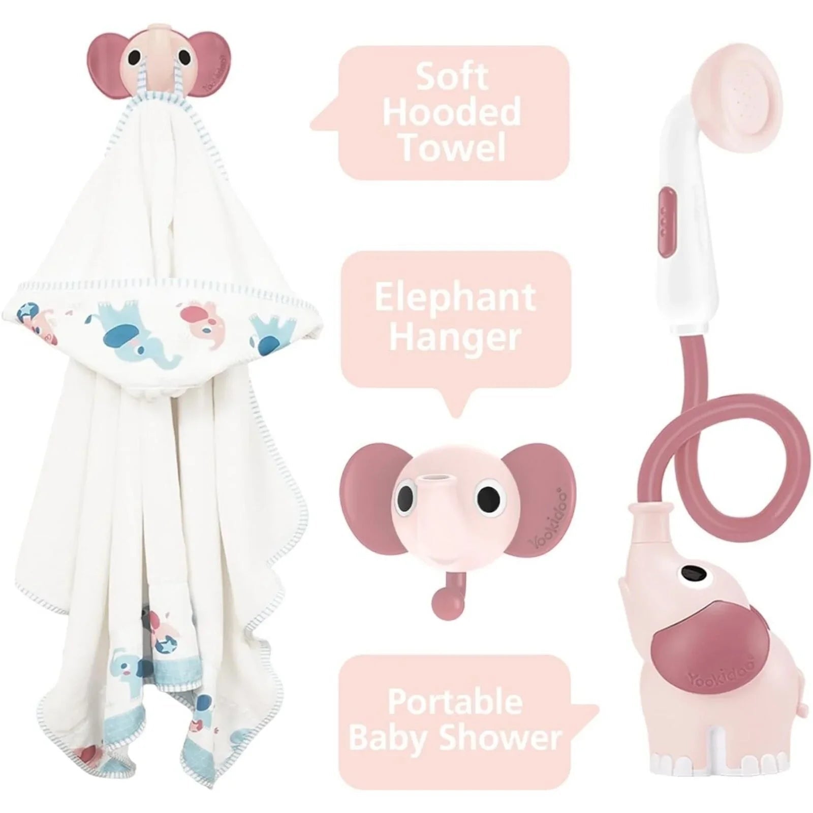 Yookidoo Baby Shower Gift Set Elephant - Blush Pink - mezetto ebebek ebebek
