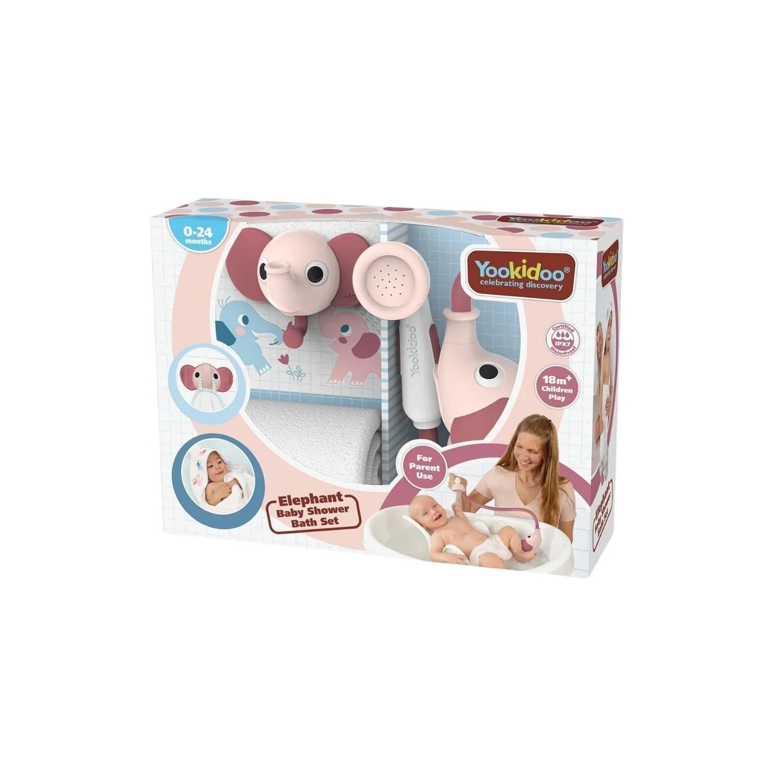 Yookidoo Baby Shower Gift Set Elephant - Blush Pink - mezetto ebebek ebebek