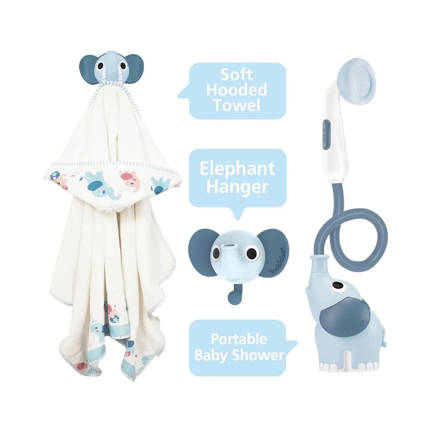 Yookidoo Baby Shower Gift Set Elephant - Cloudy Blue - mezetto ebebek ebebek