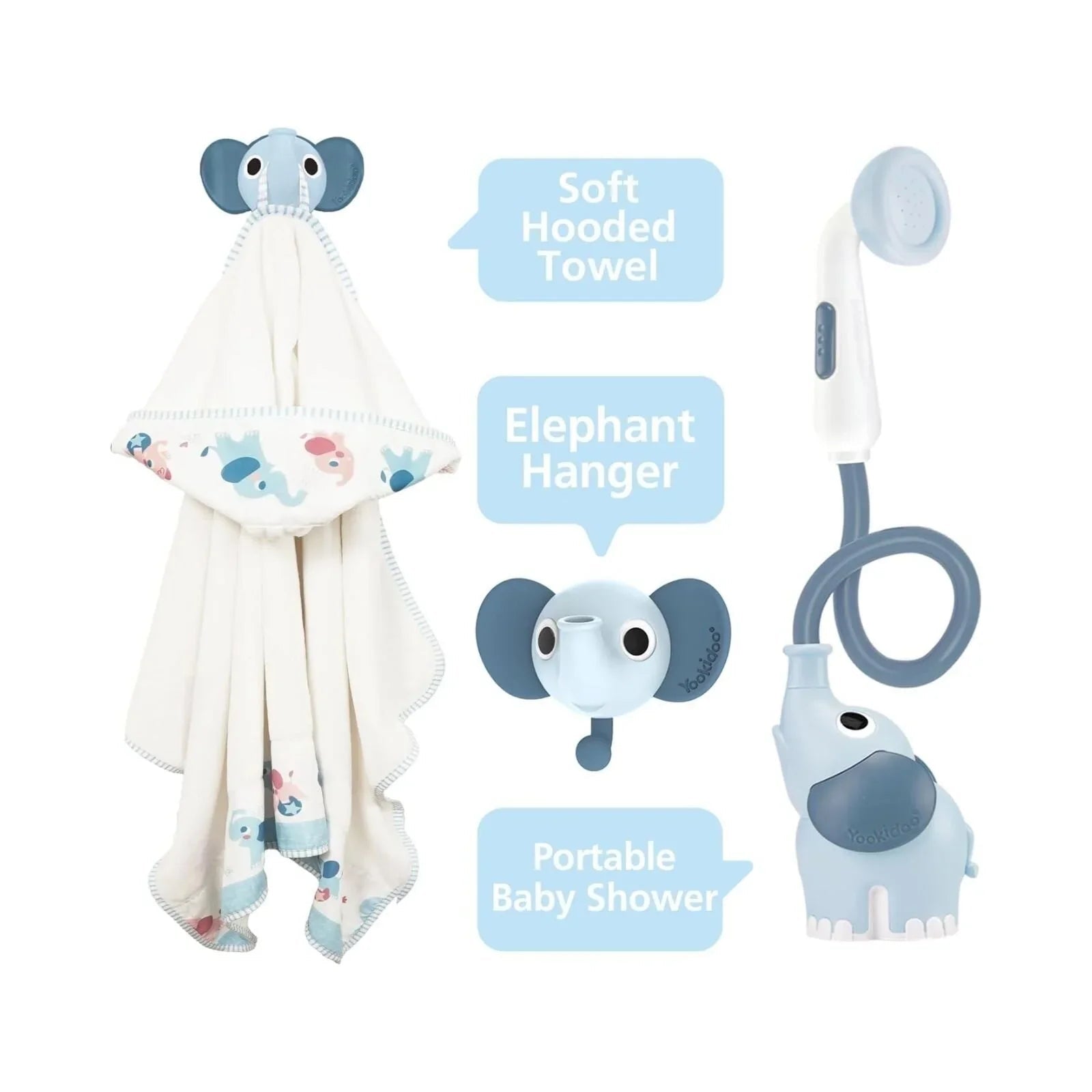 Yookidoo Baby Shower Gift Set Elephant - Cloudy Blue - mezetto ebebek ebebek