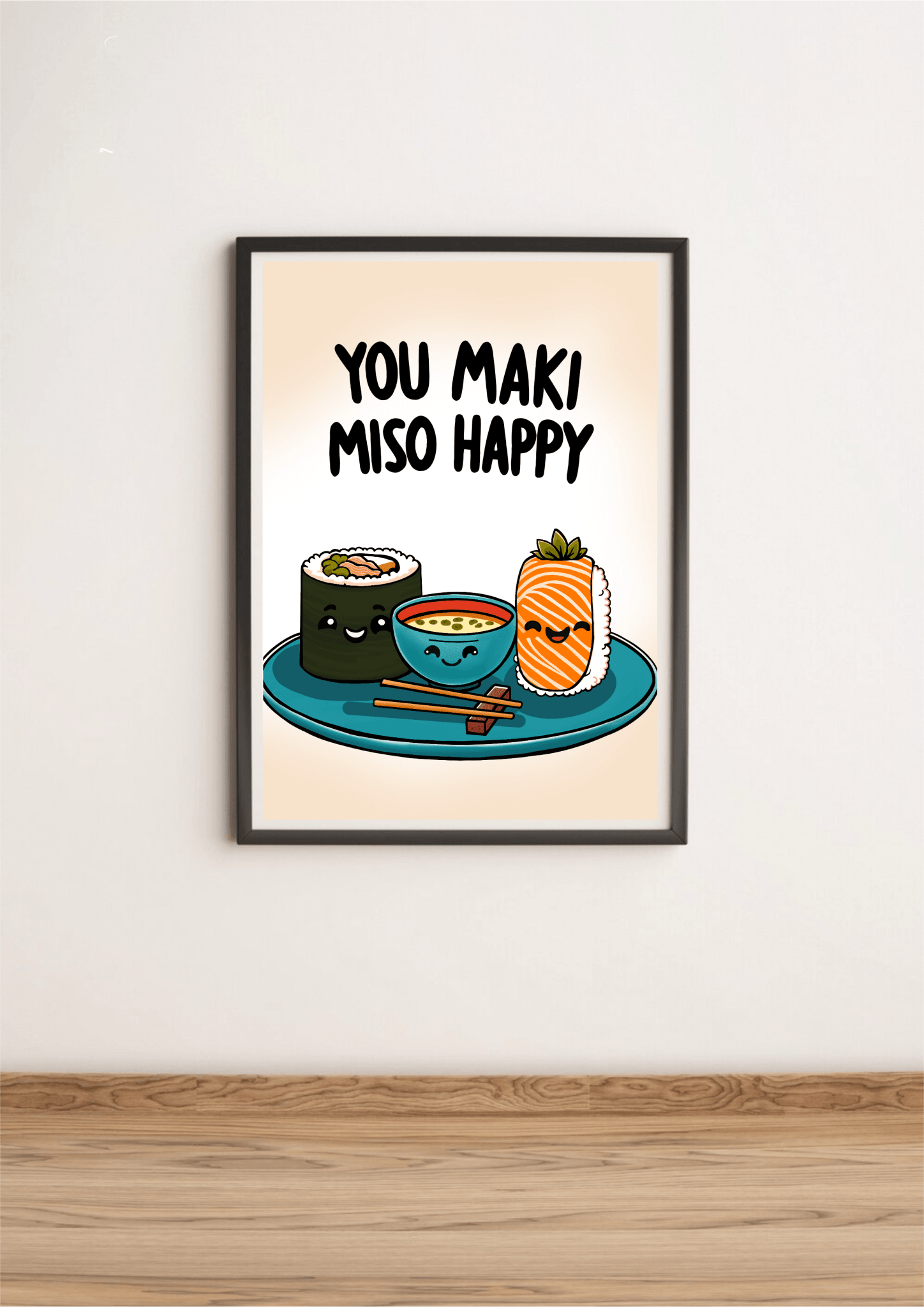 You Maki Miso Happy Art Print – Whimsical Food Wall Decor - mezetto KEOLIX KEOLIX